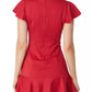 Chic Short-Sleeved Crew-Neck Red Dress