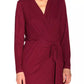 Elegant Red Draped V-Neck Dress