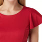Chic Short-Sleeved Crew-Neck Red Dress