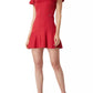 Chic Short-Sleeved Crew-Neck Red Dress