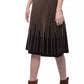 Elegant Gold-Striped Midi Skirt
