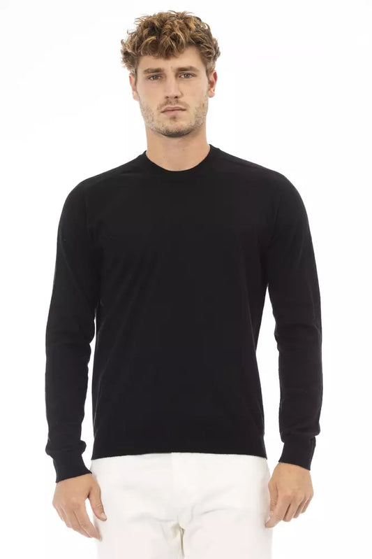Black Viscose Men Sweater