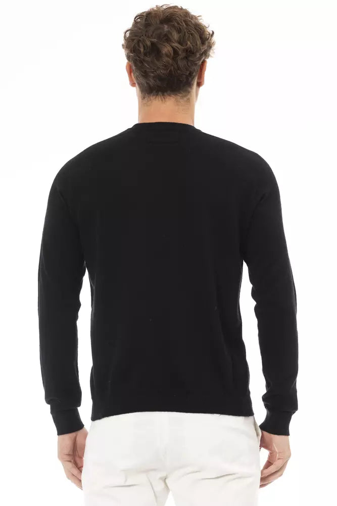 Black Viscose Men Sweater