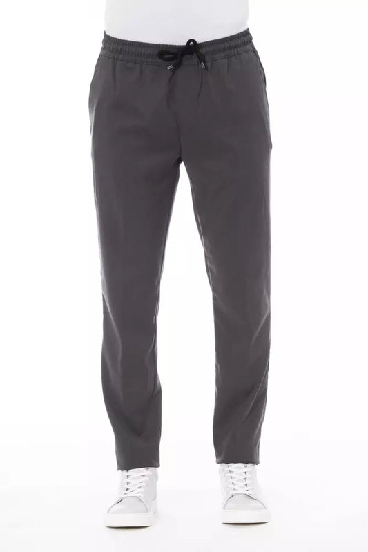Gray Polyester Men Pants