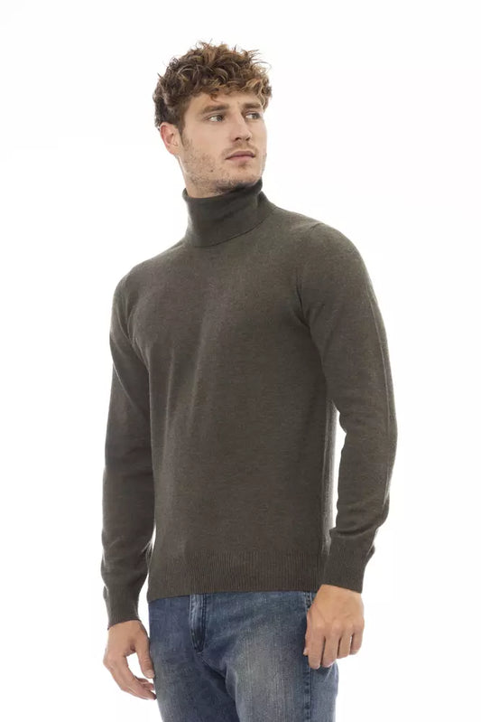 Green Wool Men Sweater