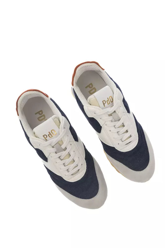 Blue Leather Men Sneaker