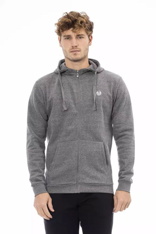 Gray Cotton Men Hoodie