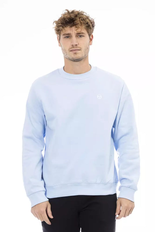 Light Blue Cotton Men Sweater