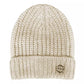 Cream Ribbed Beanie with Metal Logo Accent
