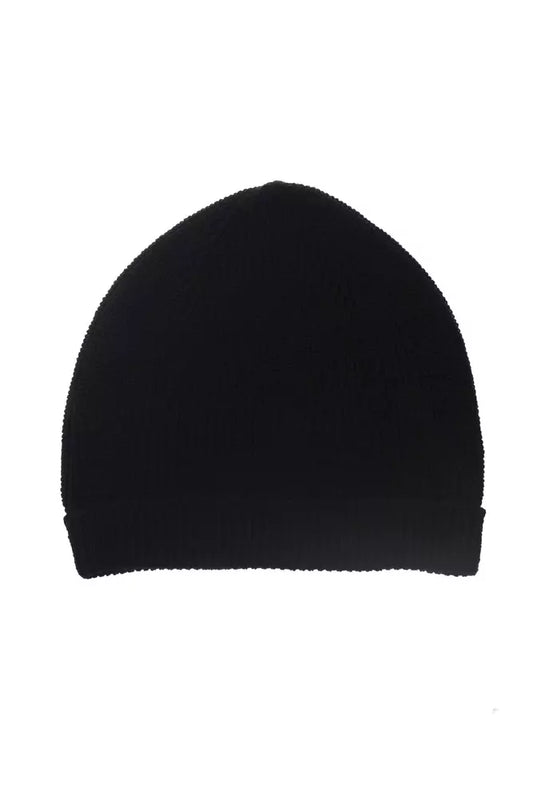 Black Merino Wool Men's Cap