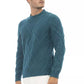 Teal Merino Wool Men Sweater
