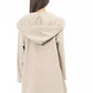 Beige Wool Women Sweater with Hood