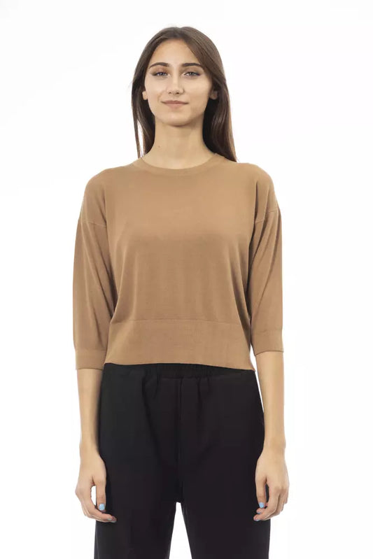 Beige Viscose Women Sweater