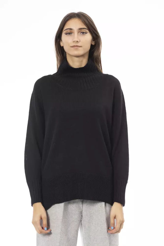 Black Merino Wool Women Sweater