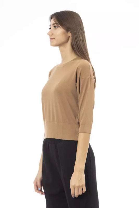 Beige Viscose Women Sweater