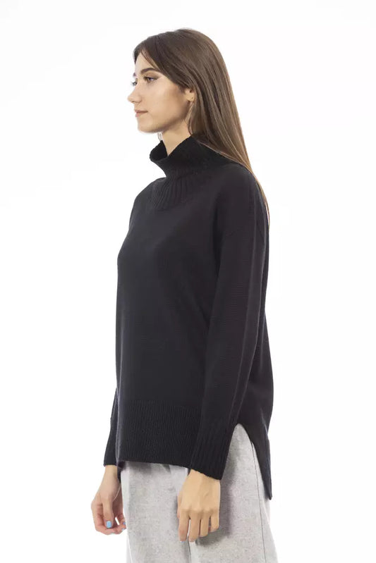 Black Merino Wool Women Sweater