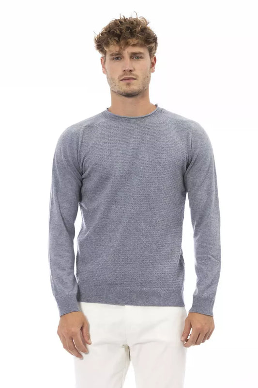 Light Blue Wool Men Sweater