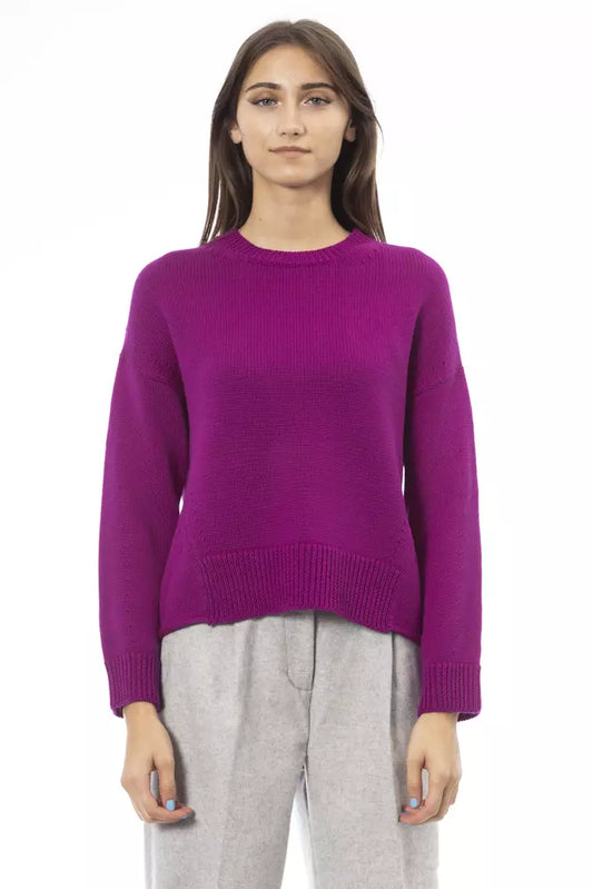 Purple Merino Wool Women Sweater