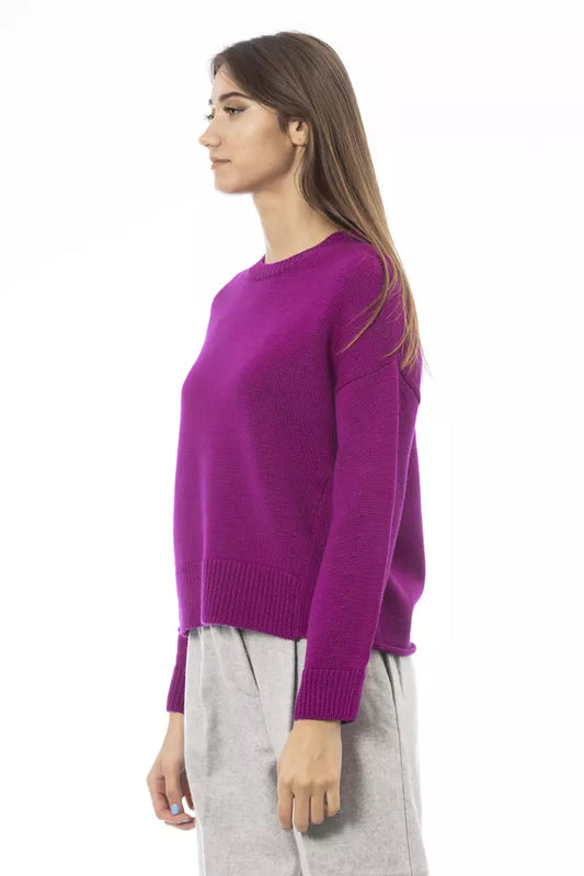 Purple Merino Wool Women Sweater