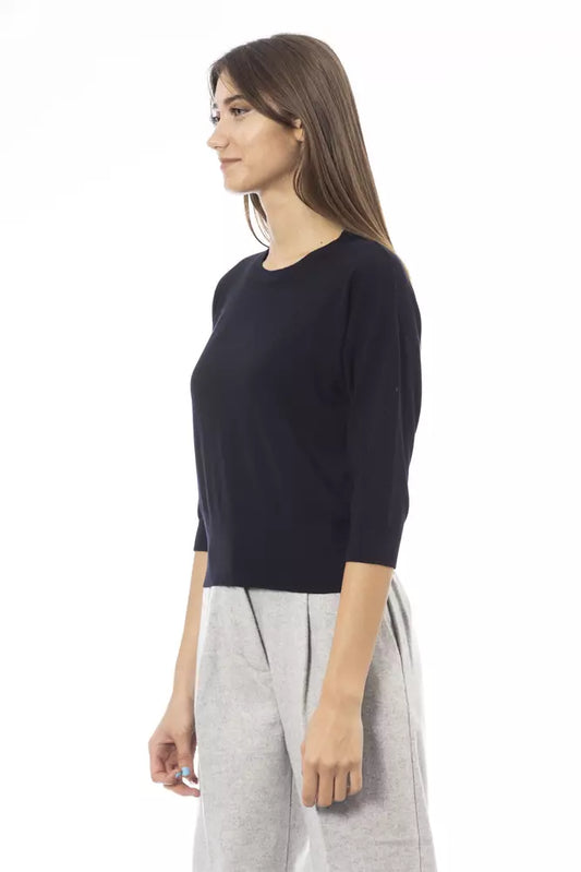 Blue Viscose Women Sweater
