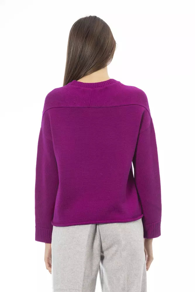 Purple Merino Wool Women Sweater