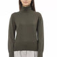 Green Merino Wool Women Turtleneck Sweater
