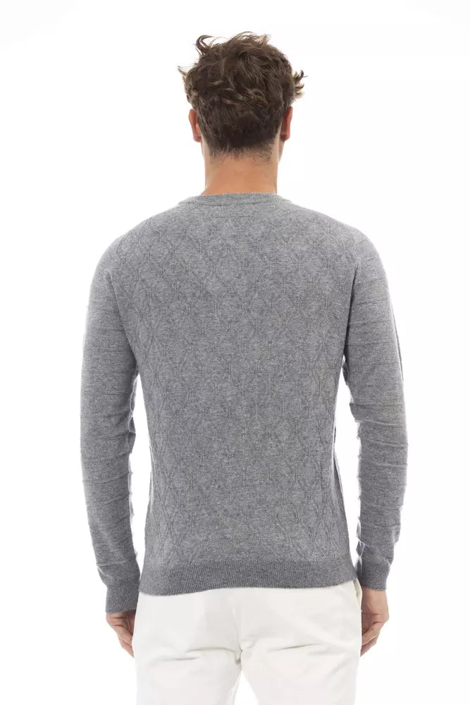 Gray Viscose Men Sweater