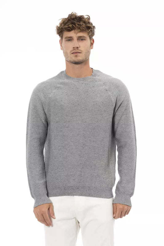 Gray Cotton Men Sweater
