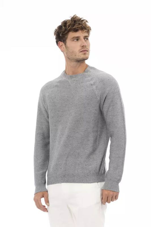 Gray Cotton Men Sweater