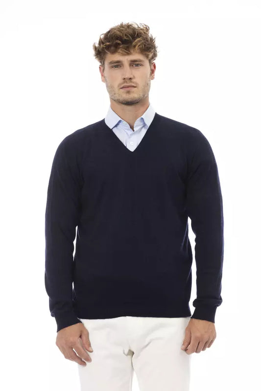 Blue Wool Men Sweater