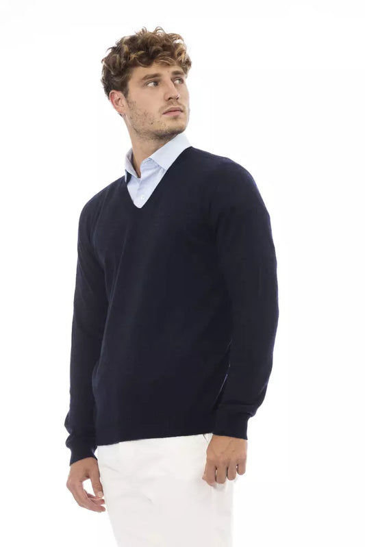 Blue Wool Men Sweater