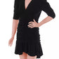 Elegant V-Neck Draped Short Sleeve Dress