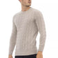 Beige Viscose Men Sweater