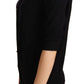 Elegant Black Crystal-Button Cardigan