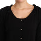 Elegant Black Crystal-Button Cardigan