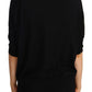 Elegant Black Crystal-Button Cardigan