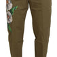Exquisite Floral Beige Chino Pants