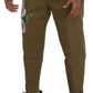 Exquisite Floral Beige Chino Pants