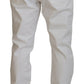 Elegant White Cotton Denim Jeans