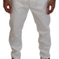 Elegant White Cotton Denim Jeans