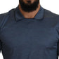 Elegant Silk Blue Pullover Sweater