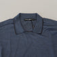 Elegant Silk Blue Pullover Sweater