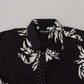 Elegant Black Palm Tree Print Casual Shirt
