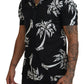 Elegant Black Palm Tree Print Casual Shirt