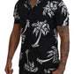 Elegant Black Palm Tree Print Casual Shirt
