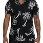 Elegant Black Palm Tree Print Casual Shirt
