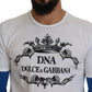 Elegant Blue and White Crewneck Cotton Sweater