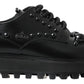 Elegant Studded Black Leather Derby Shoes