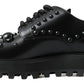 Elegant Studded Black Leather Derby Shoes
