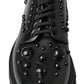 Elegant Studded Black Leather Derby Shoes